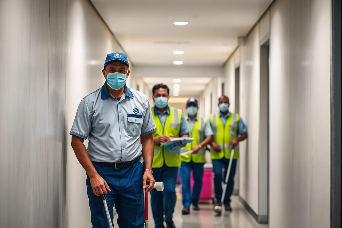 Facility management team maintaining a commercial building in Kenya